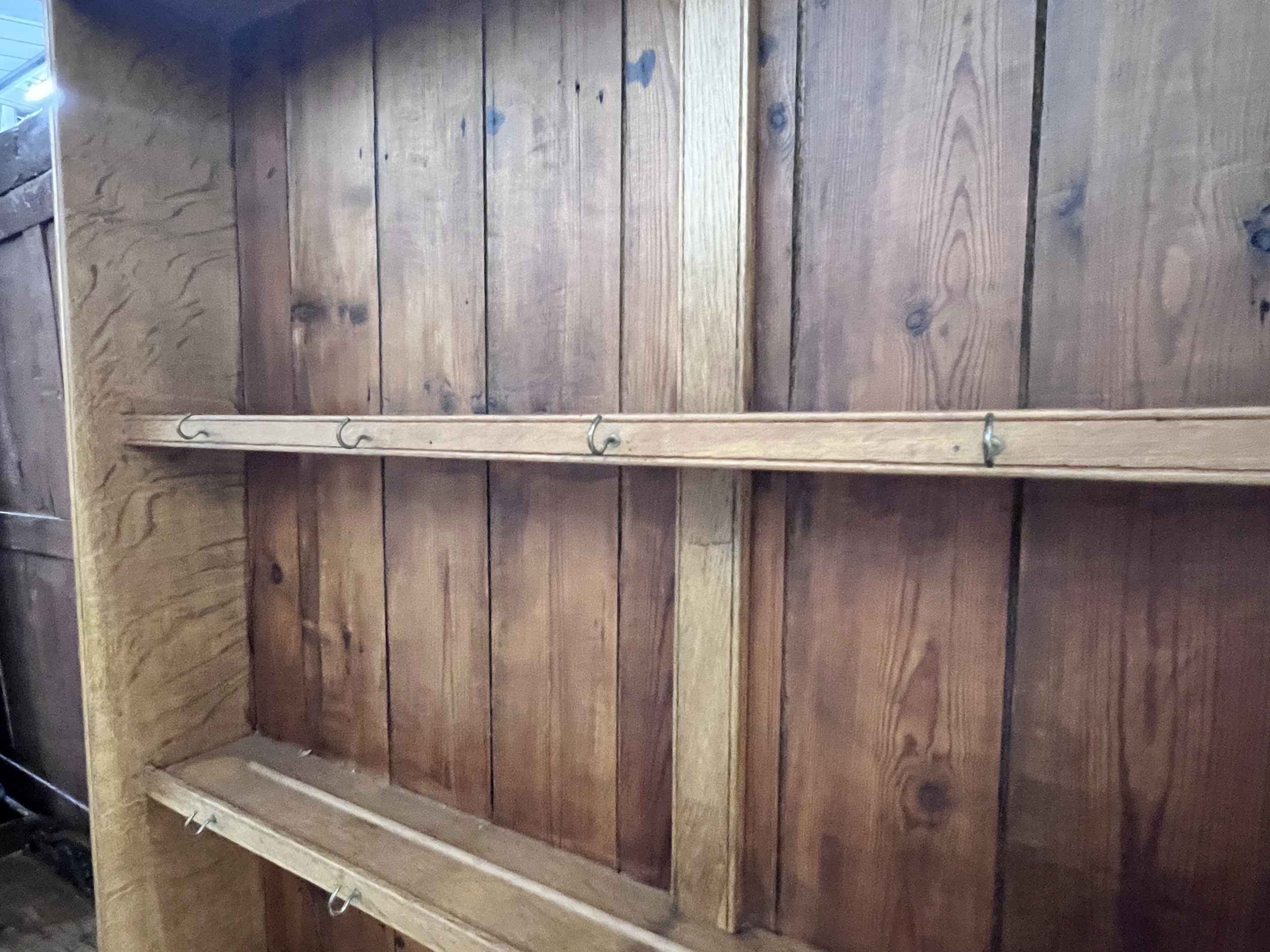 An early 20th century oak dresser, width 122cm, depth 39cm, height 194cm